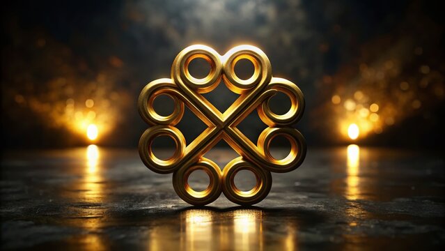Ghanaian Adinkra Symbol Ni Nka Bi: Gold Harmony & Peace Long Exposure Stock Photo