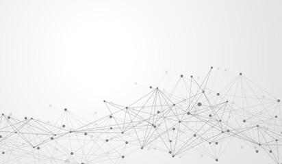 Abstract tech network connection dots. Digital background and big data technology. Blue background with plexus lines. Geometric background with abstract mesh