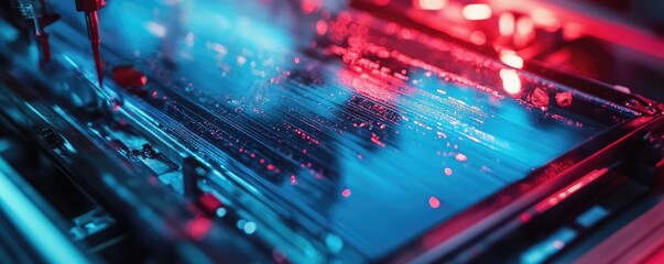 Applying liquid crystal to electronic component.