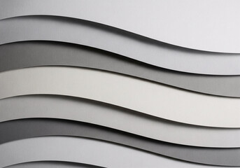 Fototapeta premium Abstract background of layered gray and white paper waves, modern minimal design with soft shadows and copy space, neutral color paper stacked on each other