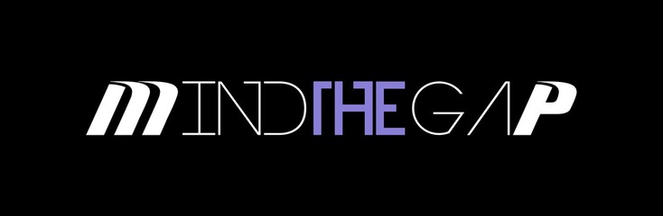Testo MIND THE GAP con sfondo colorato