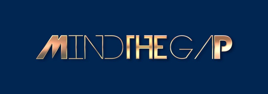 Testo MIND THE GAP con sfondo colorato