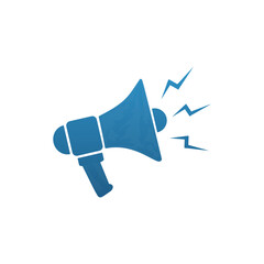 Blue Megaphone Icon &ndash; Loudspeaker, Announcement, Broadcast, Alert, Communication Symbol