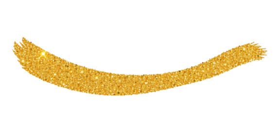 Gold glitter swash shiny stroke shape luxury party element isolated on transparent background