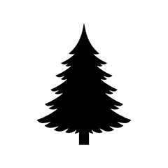 Obraz premium Elegant black silhouette of a Christmas tree, perfect for holiday designs, invitations, and festive marketing campaigns, evoking winter wonder and seasonal cheer.