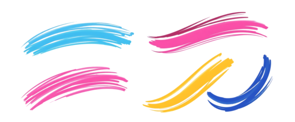 Collection of colorful bold curved lines with loops isolated on transparent background Hand drawn bold grunge wavy lines