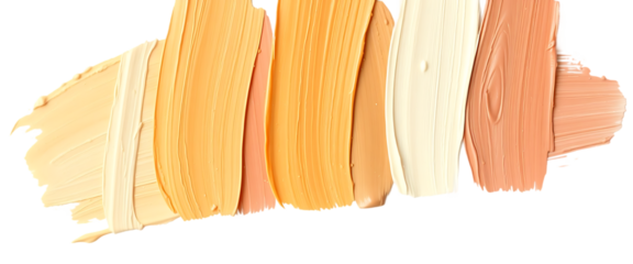 Creamy Glazing Acrylic Brush Strokes isolated on transparent background Different shades of nude powder