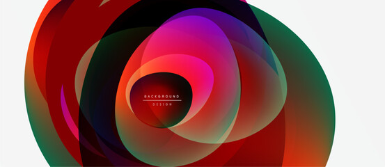 Obraz premium Abstract colorful circles overlap creating dynamic visual effect. Modern design, vibrant hues, smooth gradients present.