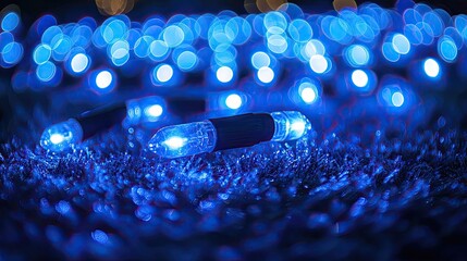 Sparkling blue bokeh light effect on a dark background, creating a dreamy, festive atmosphere ideal for holiday celebrations, magical moments, and party dacor.