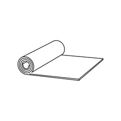 Elegant minimalist line art of a rolled carpet or fabric, perfect for interior design, home decor, or textile industry presentations, offering a clean and modern aesthetic.