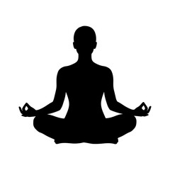 Serene silhouette meditating in lotus pose, embodying inner peace, mindfulness, and holistic wellness for a balanced life and spiritual journey