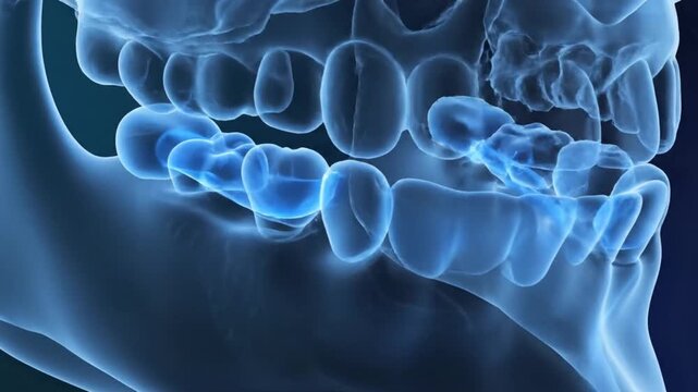 Detailed Xray of Human Jaw and Teeth Medical Imaging for Dental Health.