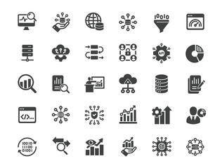 Set of Data Analytics Icons. Solid icon series