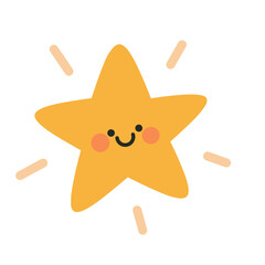 Smiling Star in Cute Flat Style for Kids Space Design