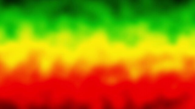 video of Abstract background featuring smoke curves and waves in reggae flag colors: green, yellow, and red. Loop background