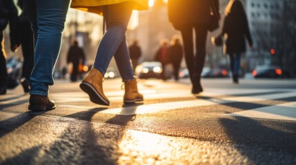 スクランブル交差点、都会の雑踏の風景