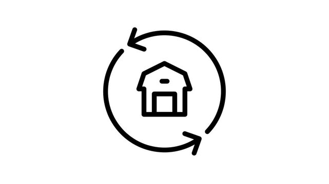 Barn renovation and restoration animated icon loop