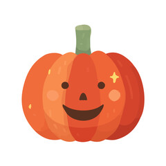 An EPS format illustration, A Simple 2D jack-o-lantern  illustration isolated on a white background, vector, simple flat 2D icon, minimalist design, Halloween collection