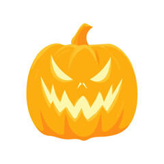 An EPS format illustration, A Simple 2D jack-o-lantern illustration isolated on a white background, vector, simple flat 2D icon, minimalist design, Halloween collection