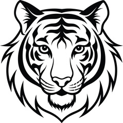 Black and white tiger head graphic face animal