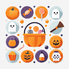 Halloween Treats and Decorations Vector Illustration