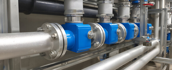 Compressed air system piping set up with attached valves and connectors.