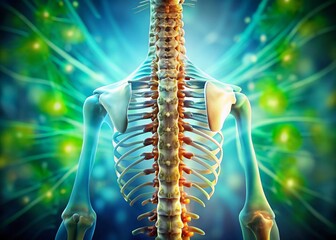 Human Vertebral Column Anatomy: Detailed Labeled Long Exposure Medical Illustration