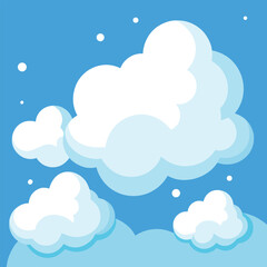 Fluffy white clouds against a vibrant blue sky with small white dots