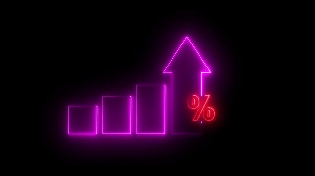 Profit high growth percent icon, stocks, financial, Interest rate and dividend concept, Futuristic raise arrow chart digital transformation abstract technology background