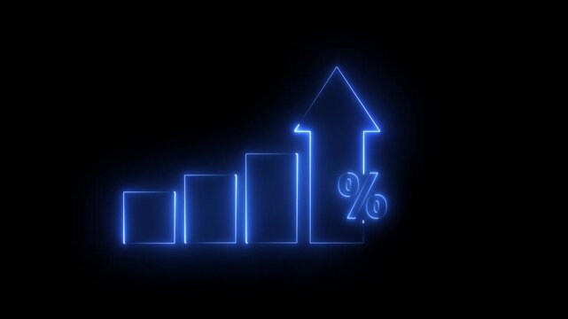 Profit high growth percent icon, stocks, financial, Interest rate and dividend concept, Futuristic raise arrow chart digital transformation abstract technology background