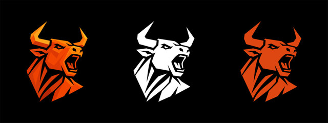 bull logo design symbolizing power, aggression, and determination.