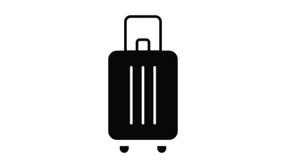 Black silhouette of a rolling suitcase with a retractable handle
