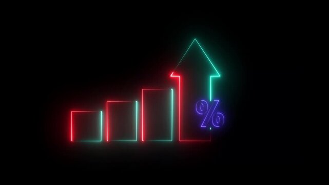 Profit high growth percent icon, stocks, financial, Interest rate and dividend concept, Futuristic raise arrow chart digital transformation abstract technology background