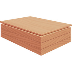 Wooden Crate Box With Stacked Plywood Panels Isolated On Transparent Background With Natural Wood Grain Texture