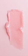 Fototapeta premium Pink cosmetic gel swatch with bubbles and pearl