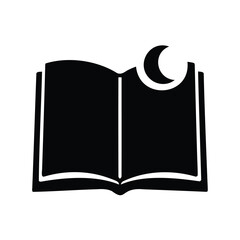 Open book and moon icon representing night reading and quiet contemplation