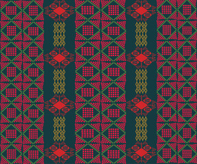 seamless pixel pattern in red and green 