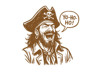 Pirate Captain hand drawn simple sketch vector illustration