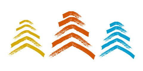 Colorful Abstract Christmas Tree Vector Illustration – Artistic Brush Stroke Holiday Design in Yellow, Orange, and Blue for Festive Decoration and Greeting Cards