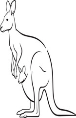 Silhouette of a kangaroo with a joey in its pouch, showcasing the iconic australian marsupial and its young one