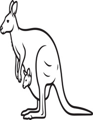 Silhouette of a kangaroo with a joey in its pouch, showcasing the iconic australian marsupial and its young one