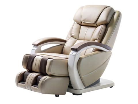 A Modern Massage Chairs Serene Embrace: A Luxurious Indulgence in a Pristine Setting isolated on white  background ,PNG. AI Generated.