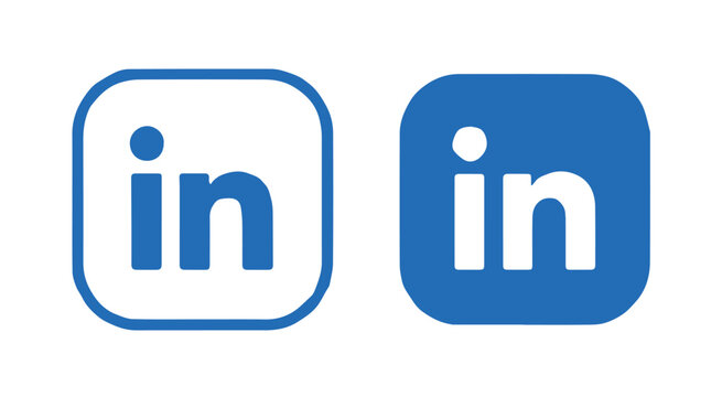 linkedin rounded square icon pair blue background and outline version vector ai eps jpeg png scalable brand asset for web and print