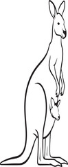Silhouette of a kangaroo with a joey in its pouch, showcasing the iconic australian marsupial and its young one