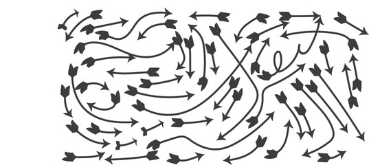Flowing arrows background in black and white