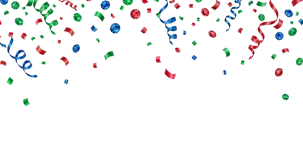 Colorful confetti border frame repeat pattern. Great for a birthday party or an event celebration invitation or decor. Surface pattern design.