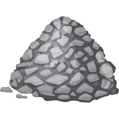 A Pile of Rough Gray Stones and Rocks on a Transparent Background Representing Construction Material or Natural Elements