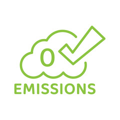 Zerro emissions cloud with checkmark. Environmental friendly vector icon. No carbon dioxide.