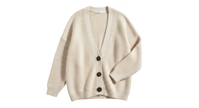 Cozy knit cardigan buttoned creamcolored apparel