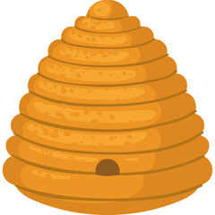 Stylized Beehive Illustration on Transparent Background Featuring Honeycomb Texture and Entrance...